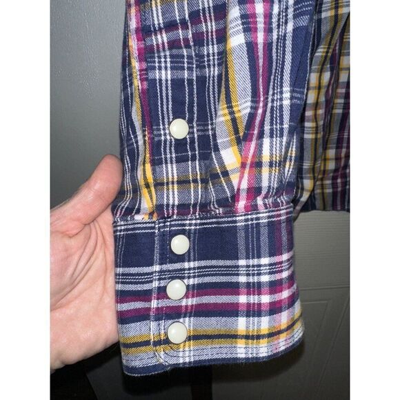 Ariat Men’s Plaid Button Up Shirt -Navy/Maroon/Yellow/WhiteSize XL - Picture 8 of 13